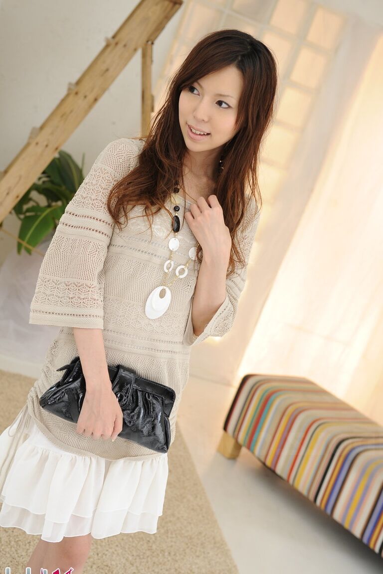 15P Japanese solo girl Rino Tokiwa models non nude in skirt and ankle strap shoes