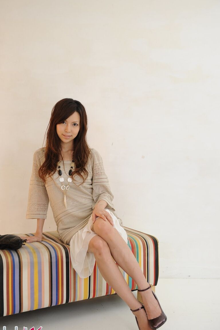 15P Japanese solo girl Rino Tokiwa models non nude in skirt and ankle strap shoes