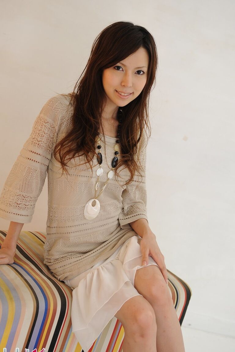 15P Japanese solo girl Rino Tokiwa models non nude in skirt and ankle strap shoes