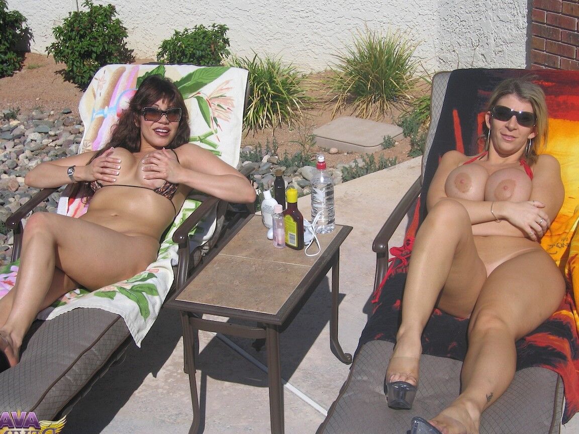 21P Kinky MILFs Ava Devine and Sara Jay strip and suck a black poolboy's rod