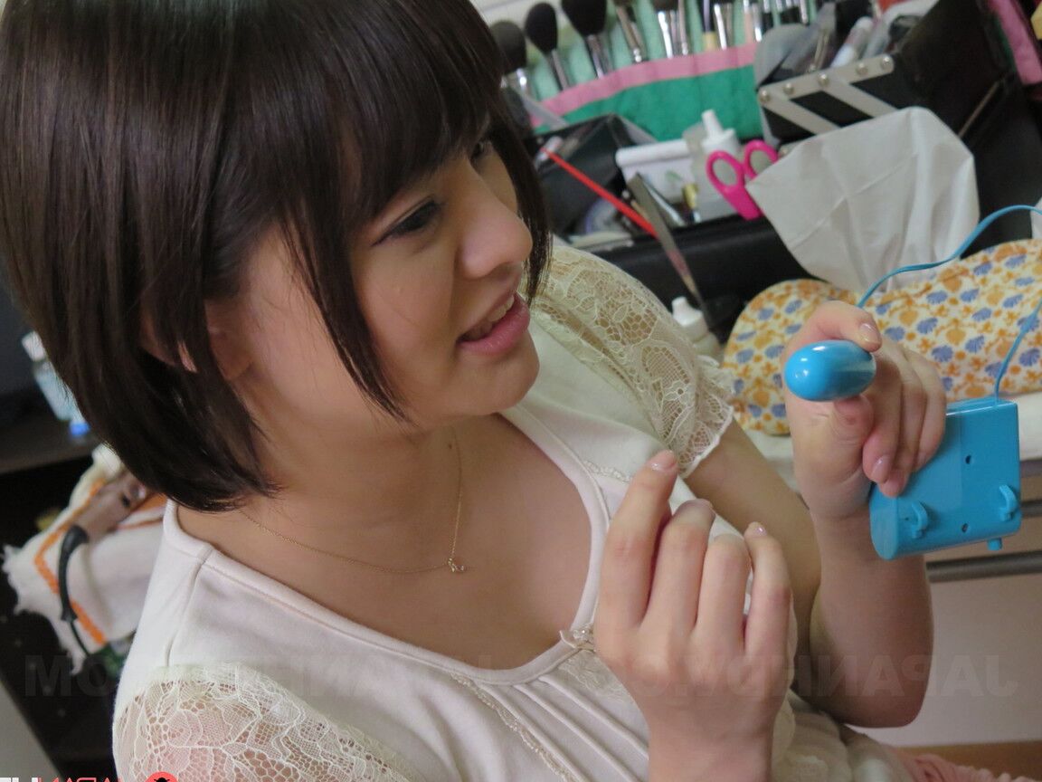 20P Asian honey Mirai Aoyama toys her muff while sucking a dick before tasting cum
