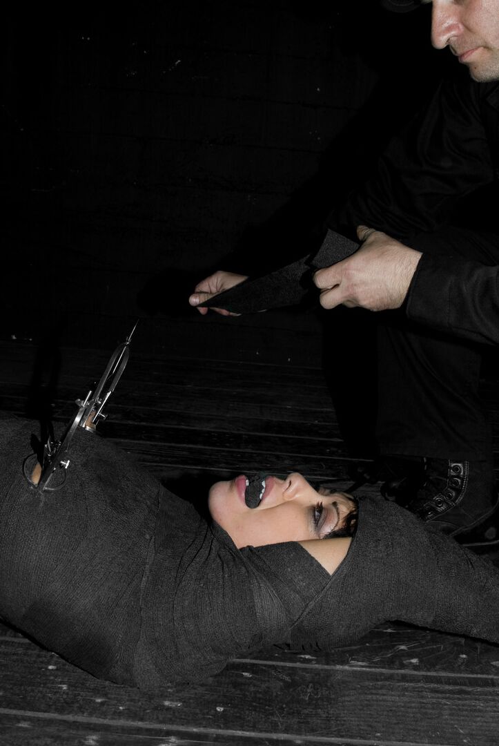 21P Submissive bondage slut Satine Phoenix getting tortured in a dark place