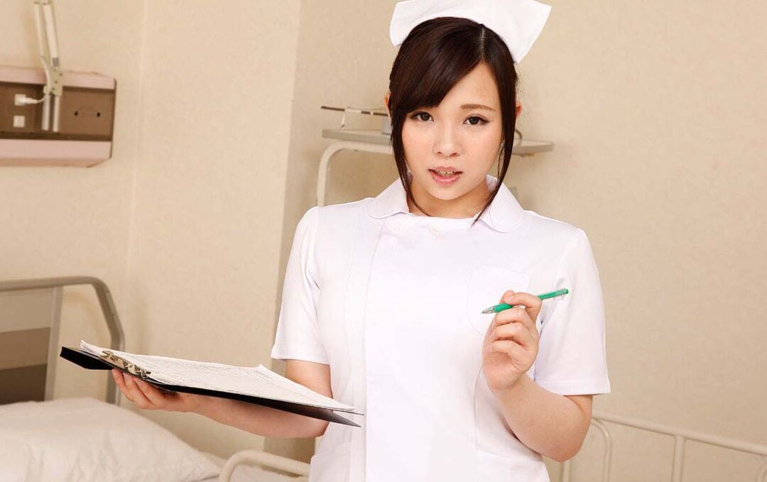 20P Busty Japanese nurse Mihane Yuuki gets her cunt eaten out and banged roughly