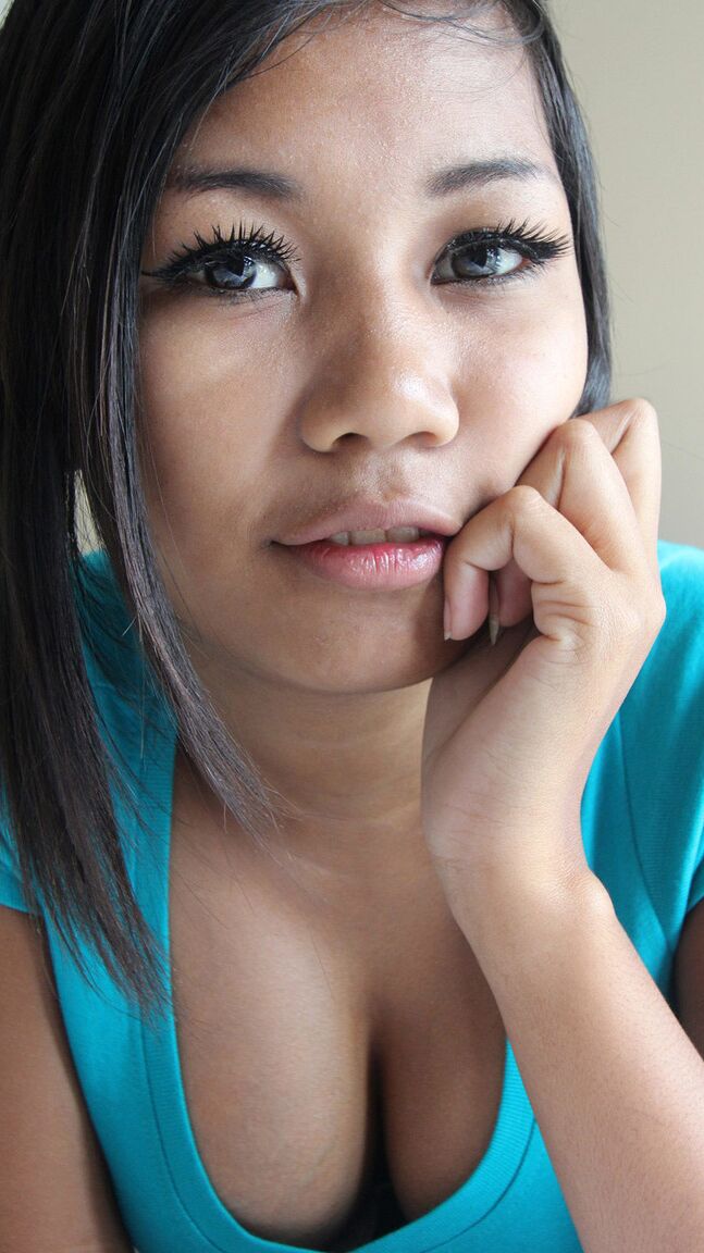 15P Beautiful Asian with huge dark nipples rubbing her smooth shaved pussy