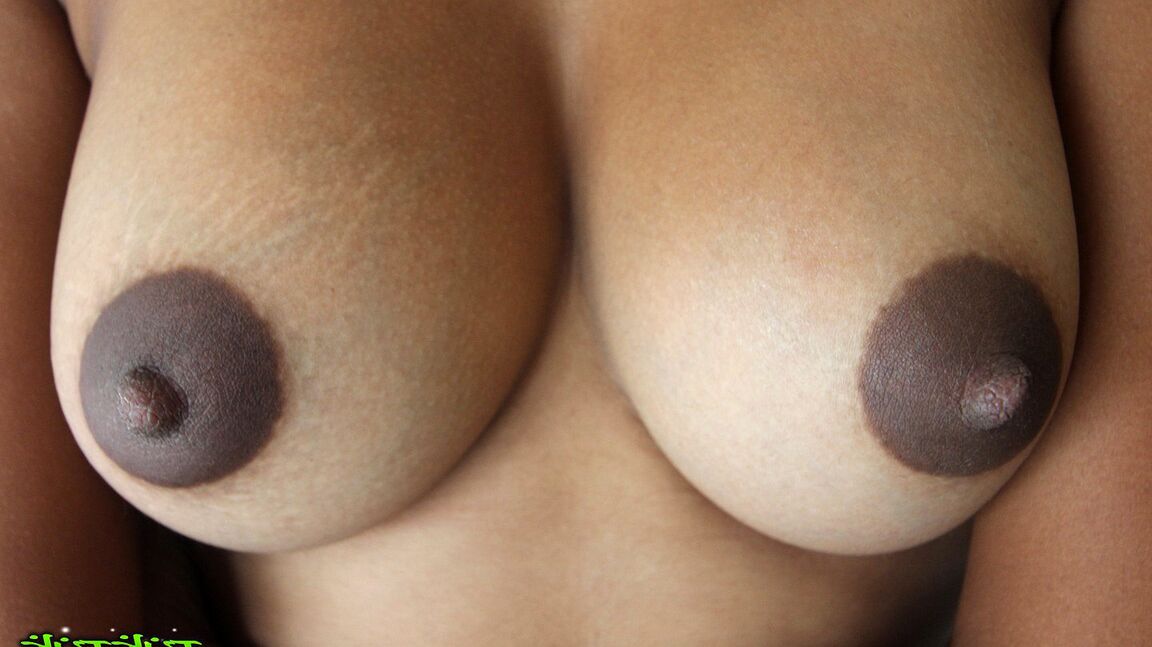 15P Beautiful Asian with huge dark nipples rubbing her smooth shaved pussy