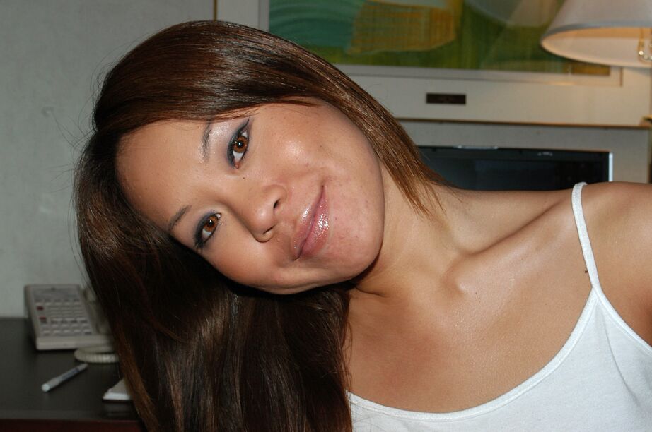 16P Asian first timer with small tits spreads hairy pussy after removing shorts