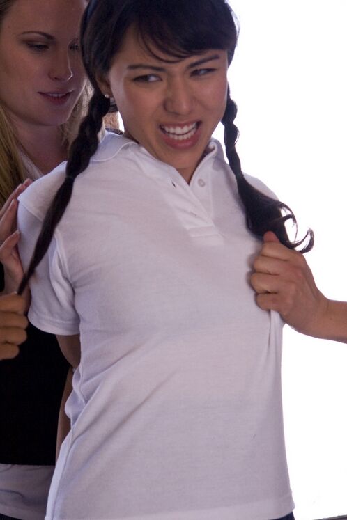 14P Three girls in uniform gang up on Leilani