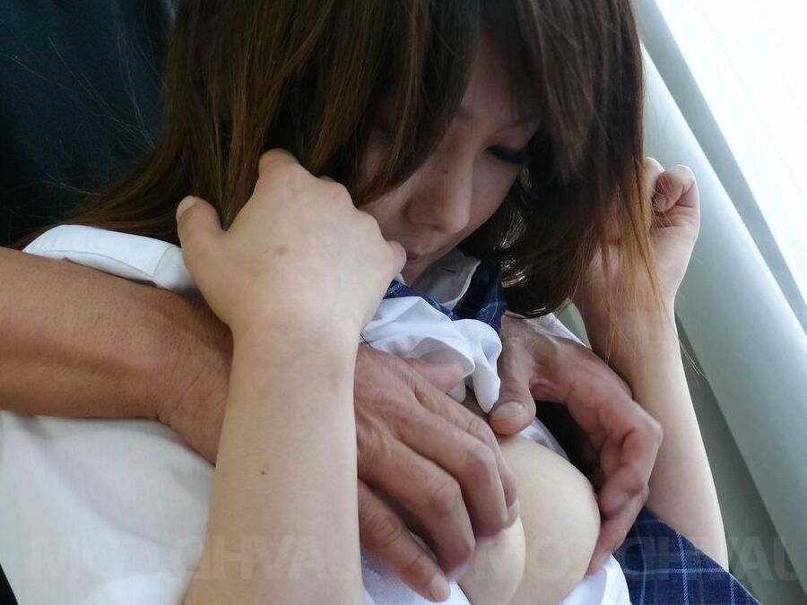 15P Miku Airi Asian has vibrators on tits and twat and sucks boner