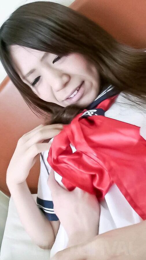15P Yukari Asian in sailor gal uniform uses mini vibrator over thong