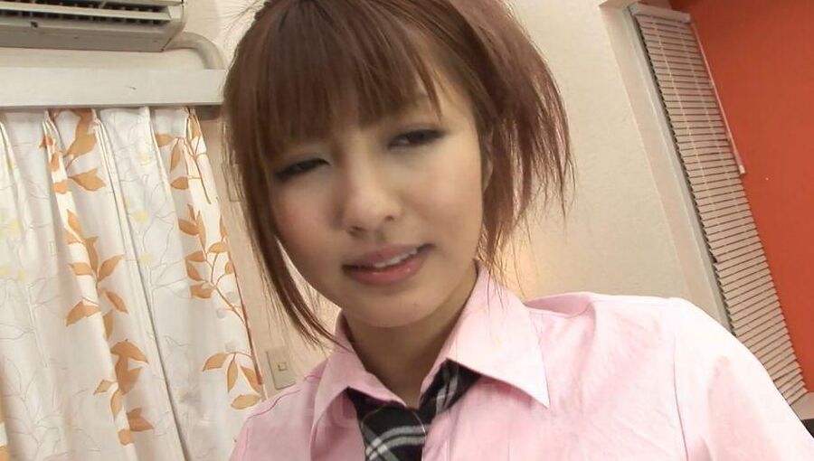 15P Kotone Aisaki Asian in uniform sucks tool and has slit licked