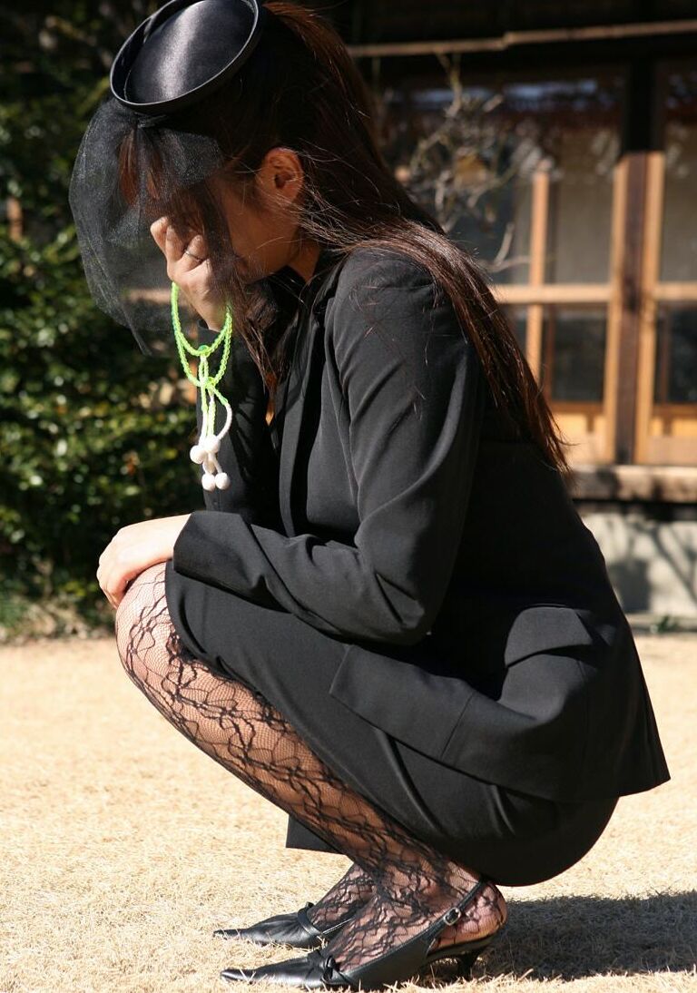 16P Japanese widow Miho Sonoda fondles herself while grieving her late husband