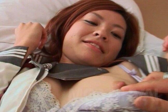 15P Ran Asian is pressed on round boobies and nailed in hairy beaver