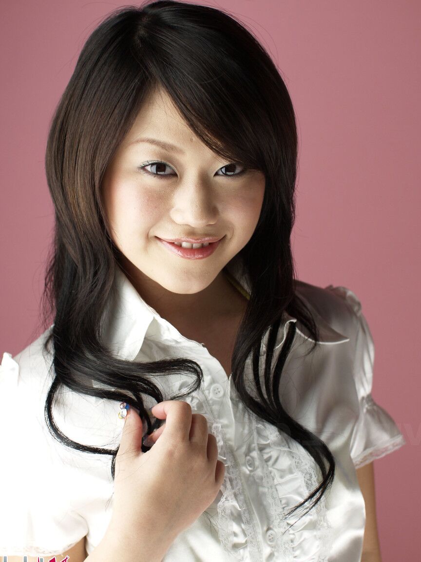 15P Cute Japanese model Minako Oyama poses non nude in a blouse and skirt