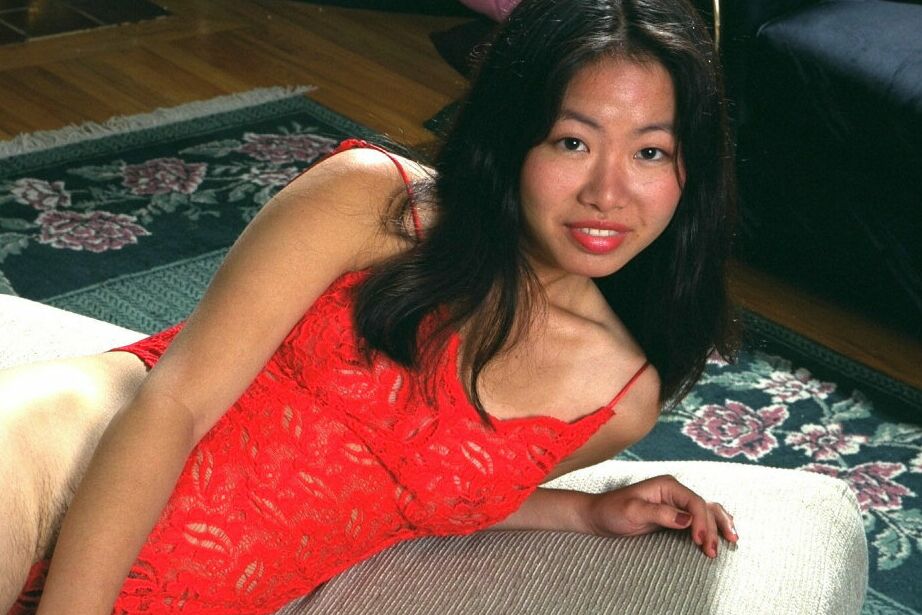 16P Asian first timer Ivy sliding lingerie aside to expose hairy vagina
