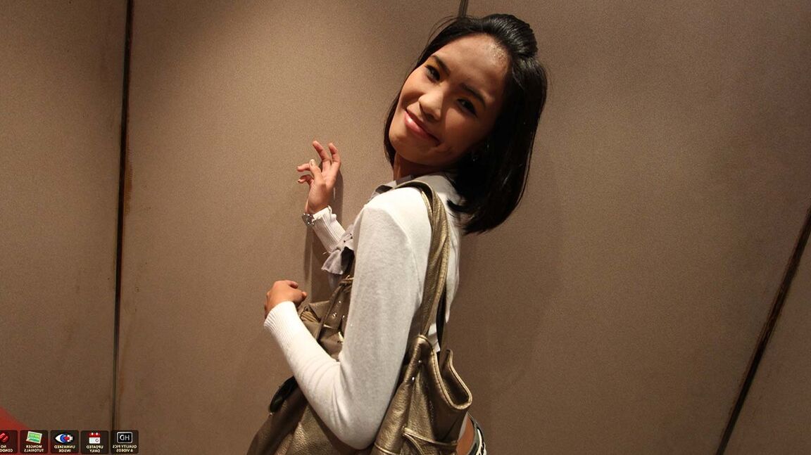 15P Petite Asian chick shows her snatch during closeups and while standing naked