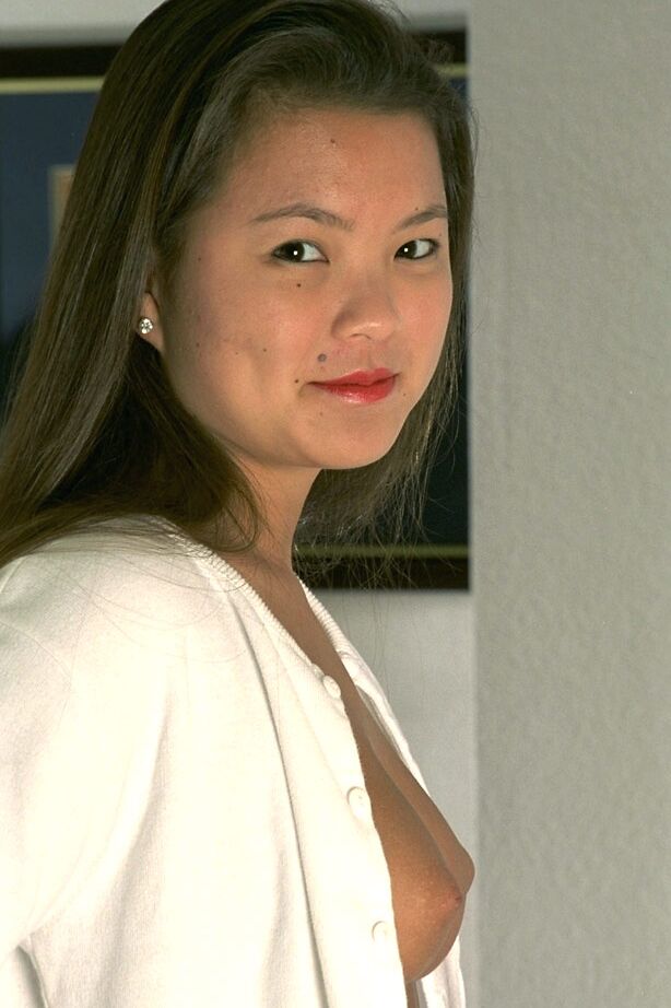 16P Fresh faced Asian Tina revealing nice first timer tits and hairy muff