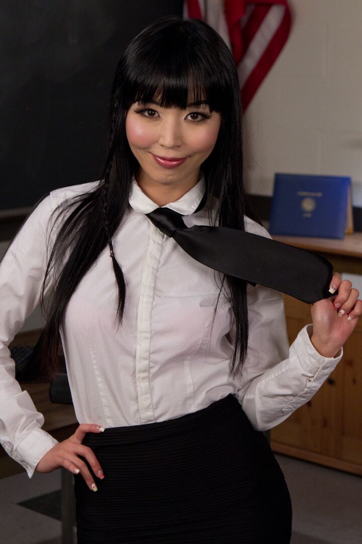 19P Gorgeous Asian teacher Marica Hase teases while exposing her bra and undies