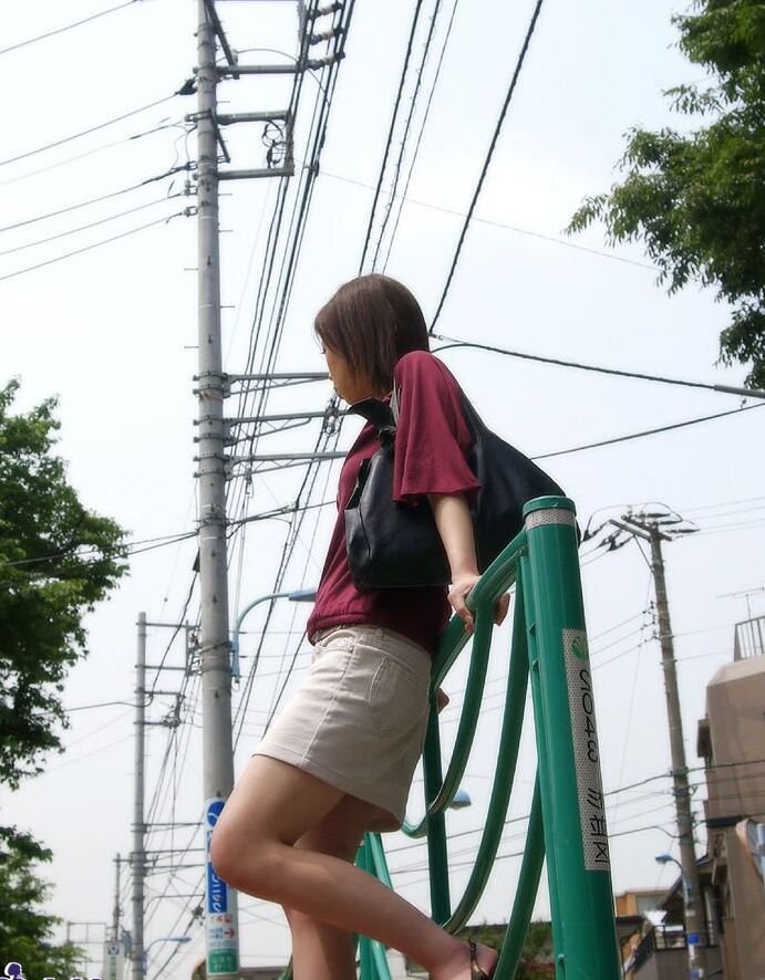 15P Japanese teen Madoka teases on a public bench before getting naked at home
