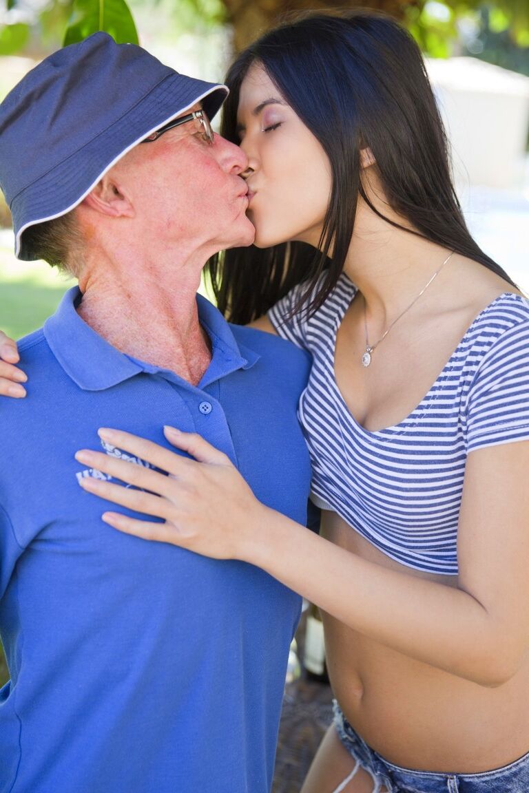 21P Czech honey Lady Dee blows and fucks an old man with glasses outdoors