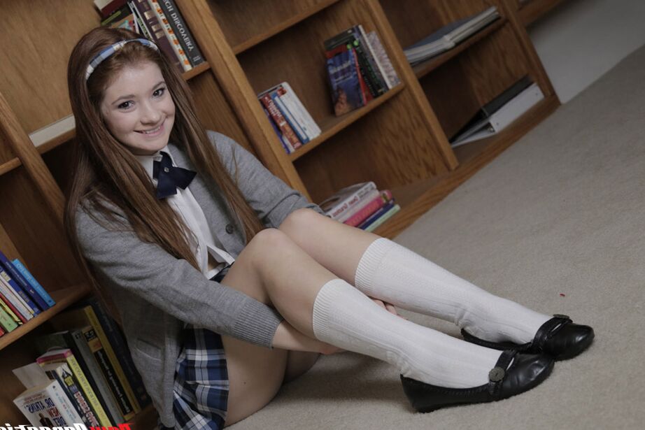 15P Young looking schoolgirl Ava Sparxxx slides panties aside before POV fucking