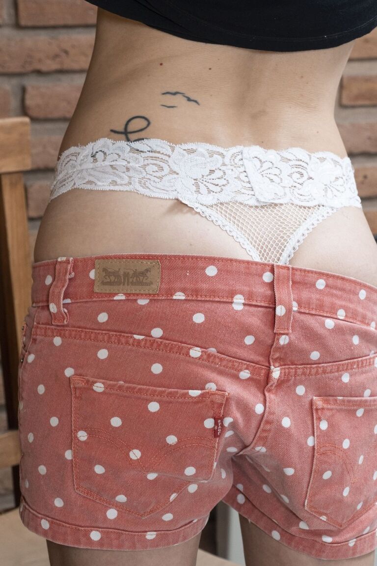 21P Sexy American Azul deixa cair a calça