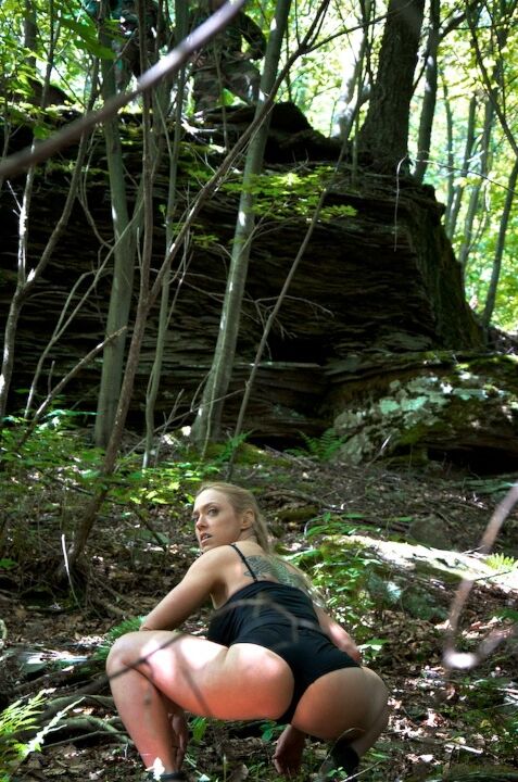 16P Submissive sluts Hazel Hypnotic & Darling enjoy being tied up in the forest