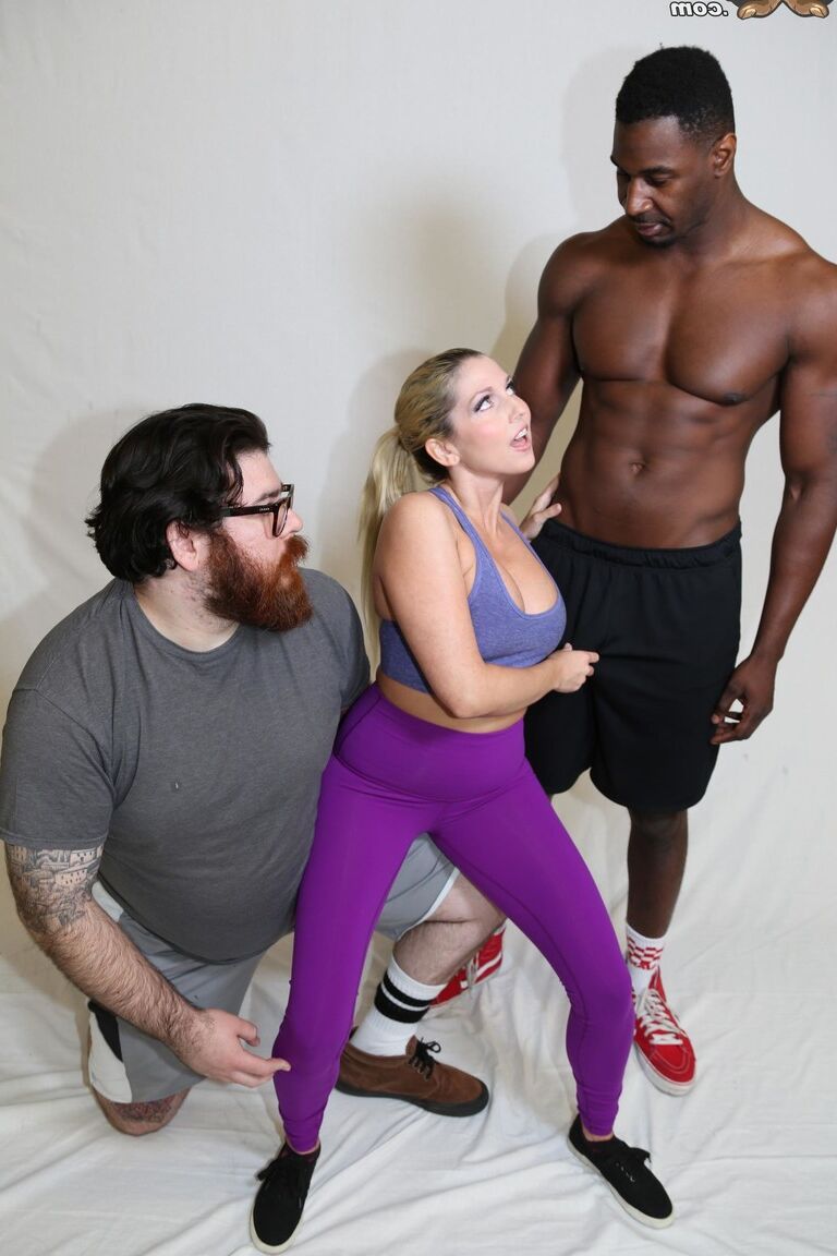 21P Hot blonde Christie Stevens fucks a BBC at the gym in her cuckold's presence