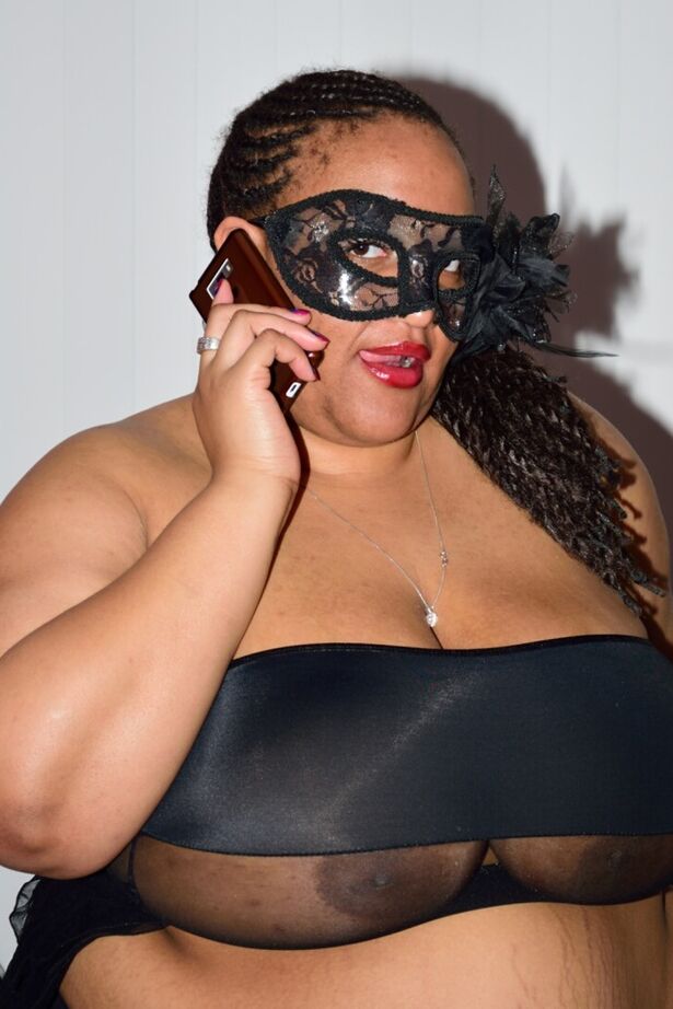 20P SSBBW wears a mask while unveiling her huge saggy tits and massive ass