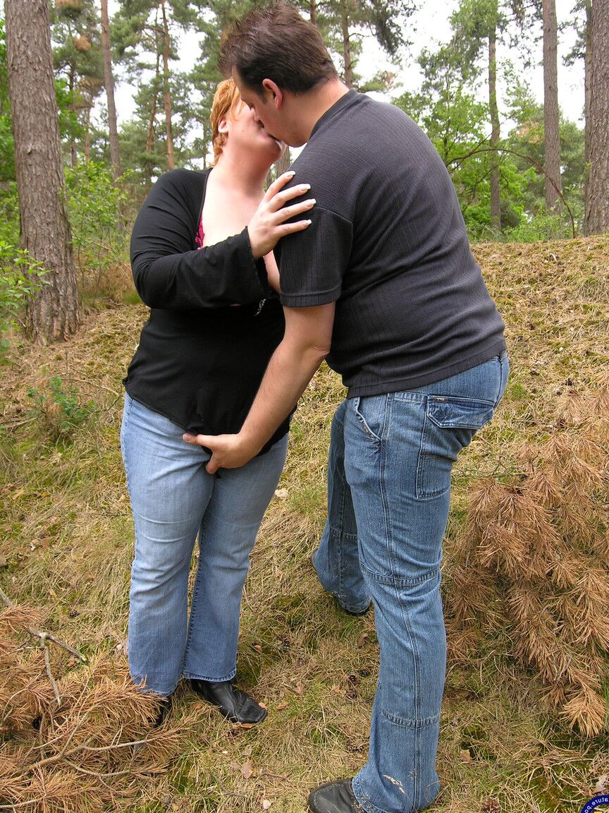 21P Chubby mature with huge boobs Sanne gets rammed in the middle of woods