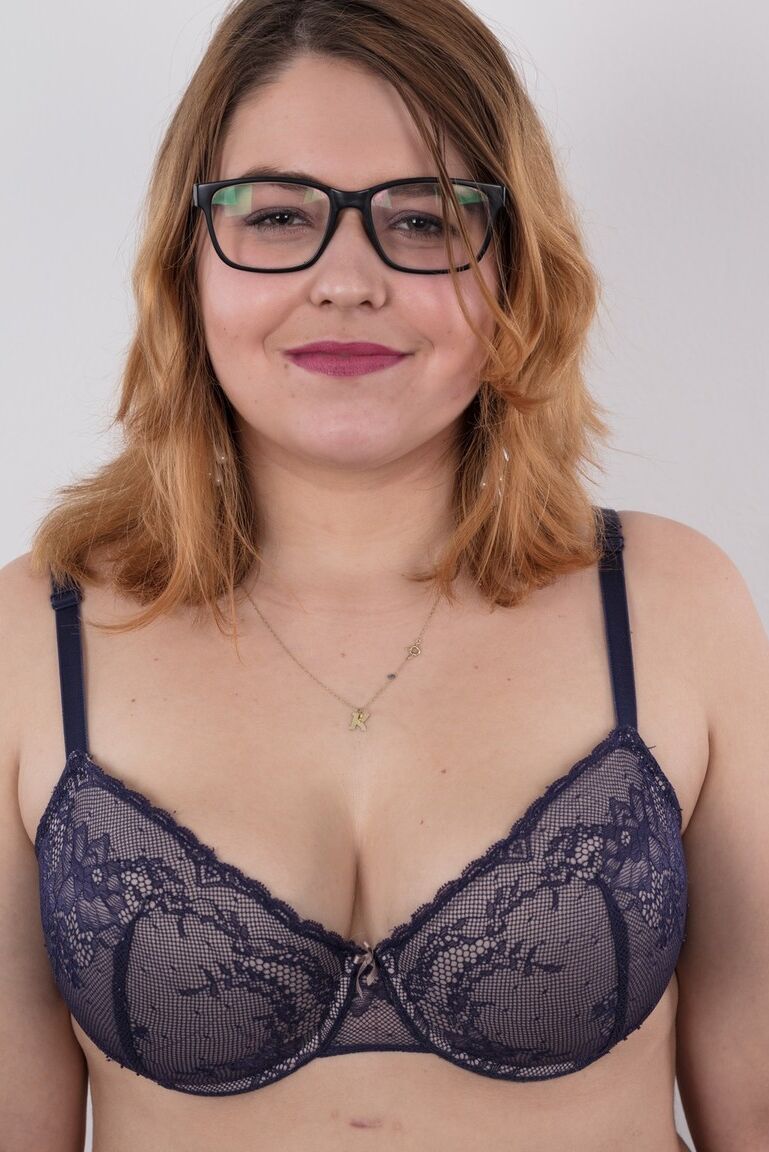 20P Amateur fatty Karolina shows her flab in the nude wit her glasses on