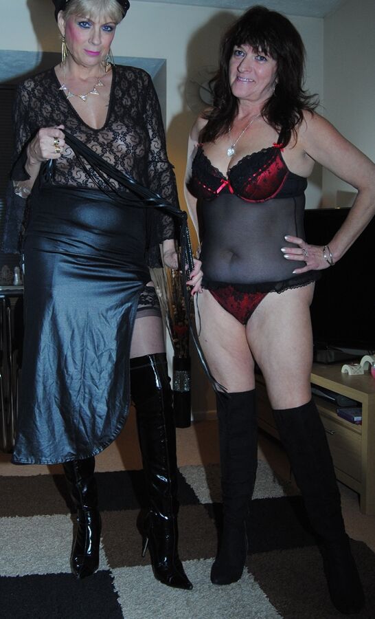 19P Middle-aged lesbians indulge in light BDSM play and spanking action