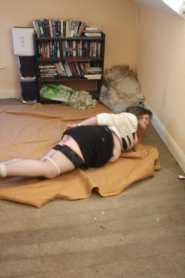 16P Fat woman is rendered helpless by the maintenance man before being tied up