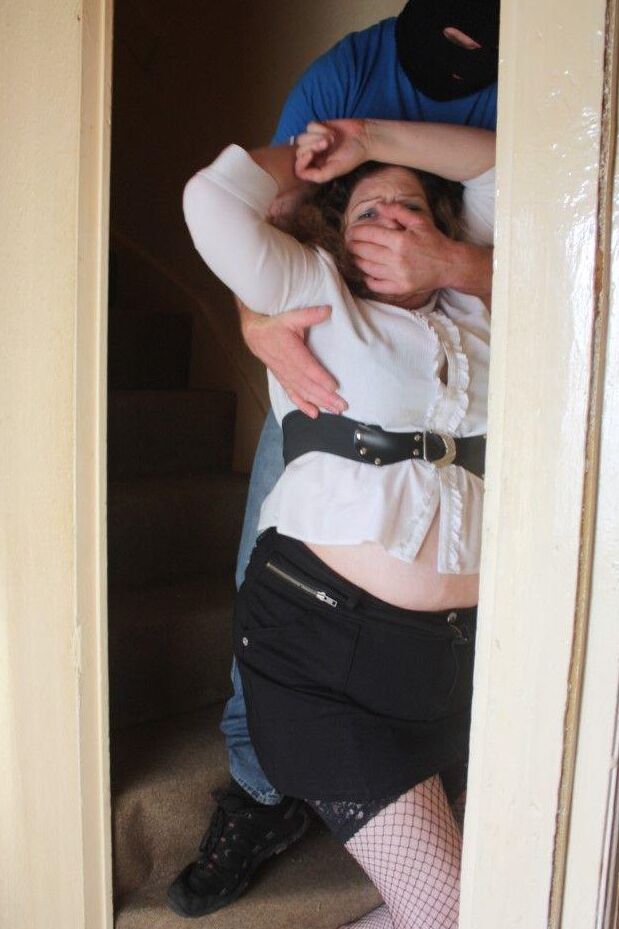 16P Fat woman is rendered helpless by the maintenance man before being tied up