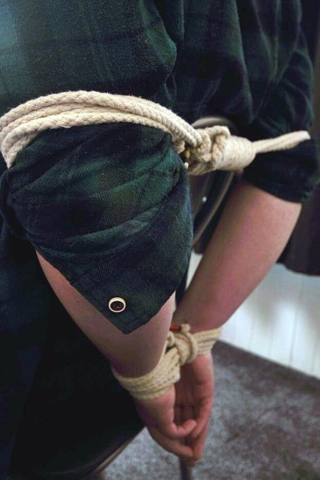 16P Chubby girl Luna La Roux is gagged while tied up in lingerie and stockings