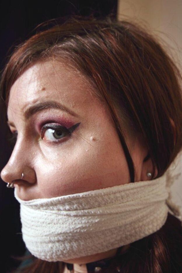 16P Chubby girl Luna La Roux is gagged while tied up in lingerie and stockings