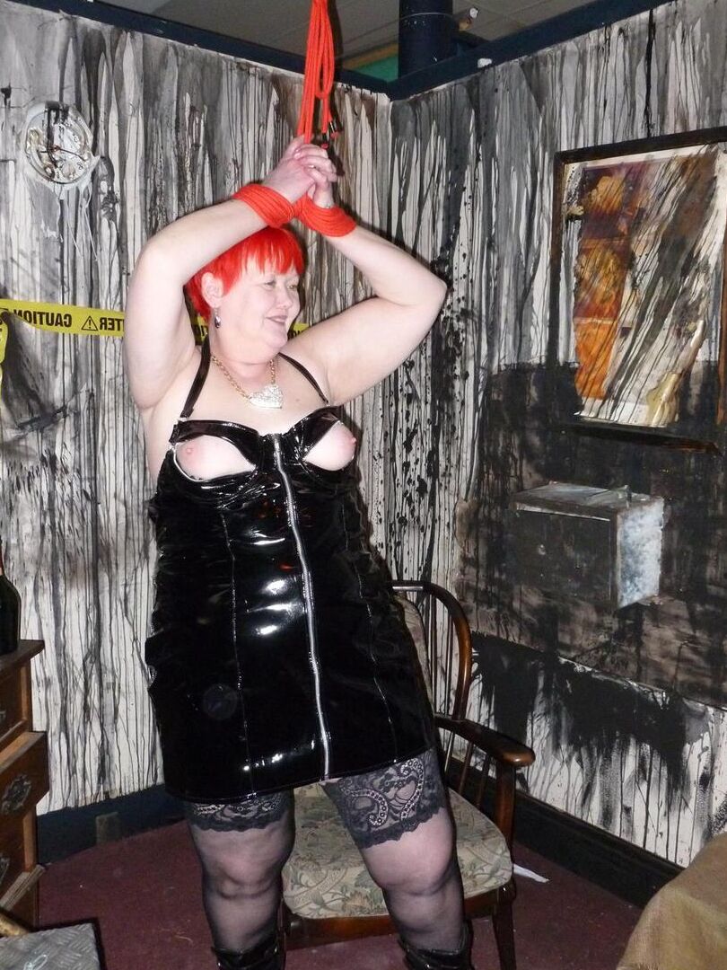 20P Aged redhead Valgasmic Exposed has her tits played with after being restrained