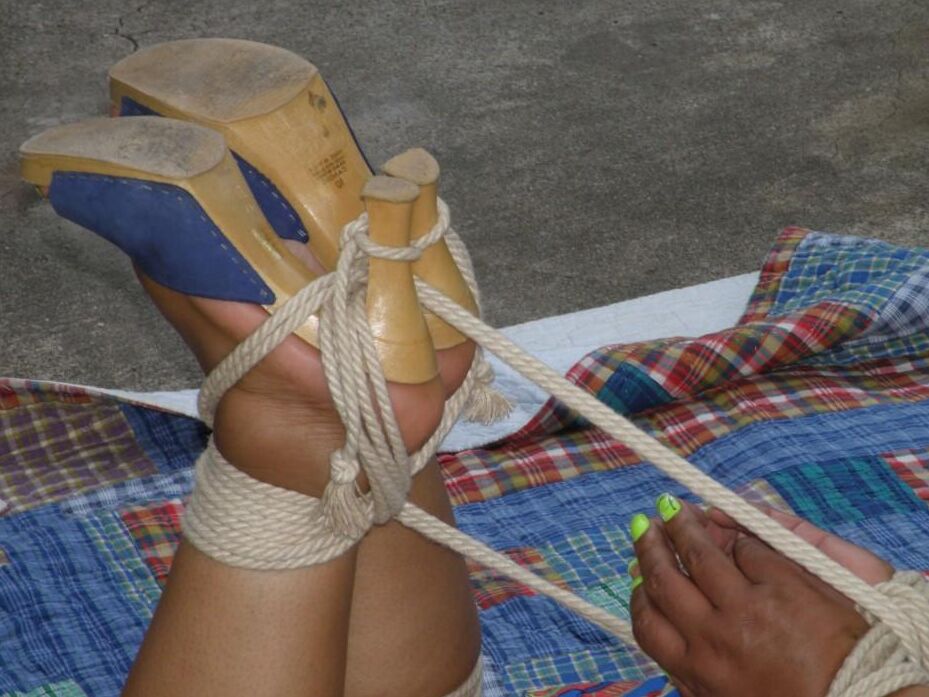 16P Renard Noir Fétiche Hogtied À L'Extérieur