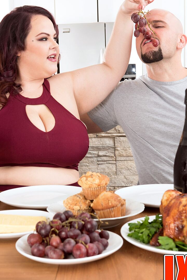 16P BBW Jordynn Luxxx sucks the cum from a big dick after having her juggs fondled