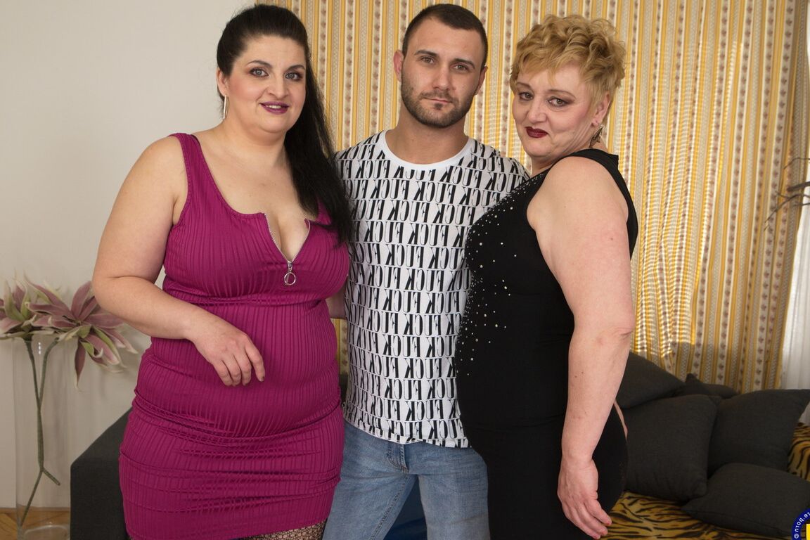 16P Fat mature housewives have a threesome with a hunky younger guy