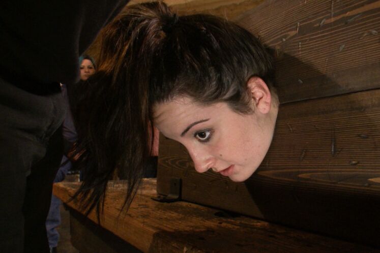 15P Moo Midwestern whore bent over in stocks and fucked by Mr Pete Ass pounding