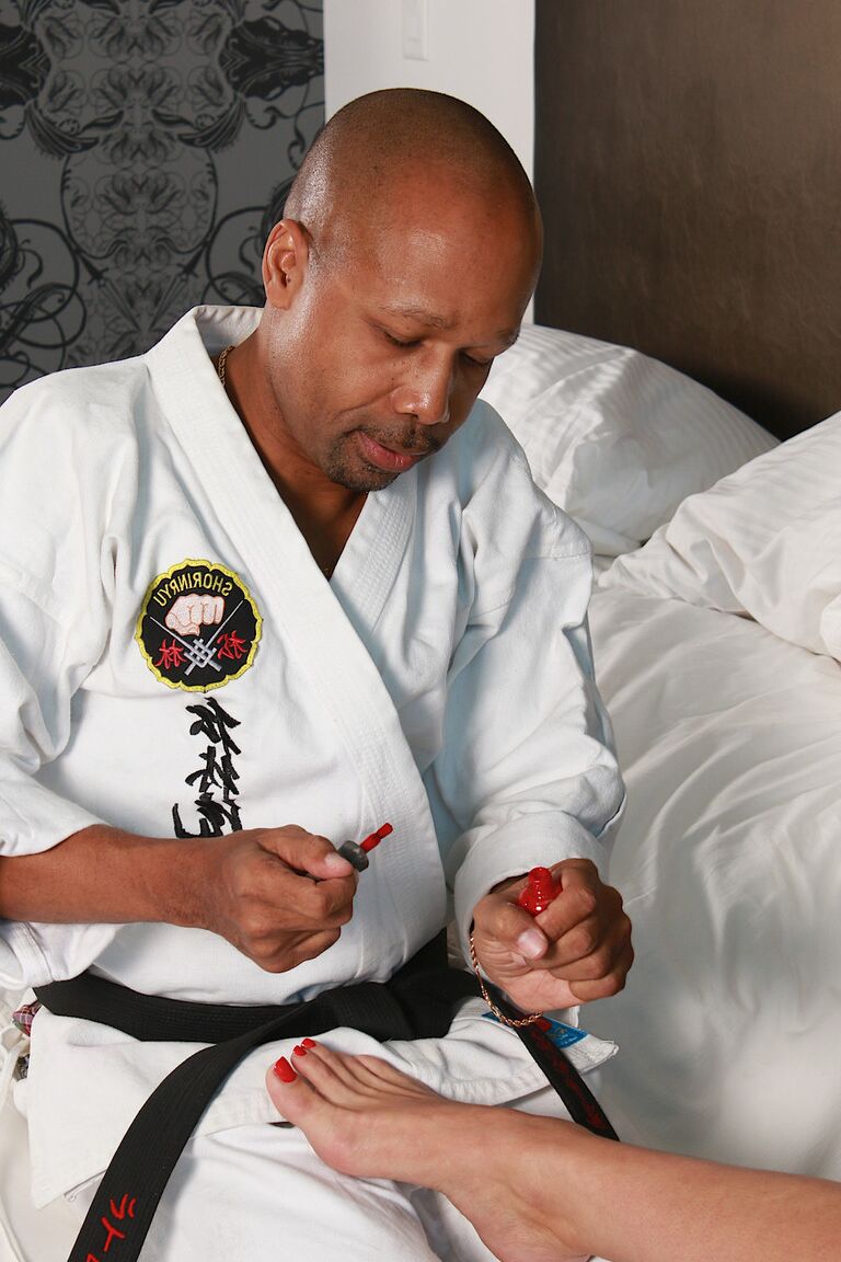 21P Busty slut Alura Jenson gives a karate master a footjob and fucks his BBC