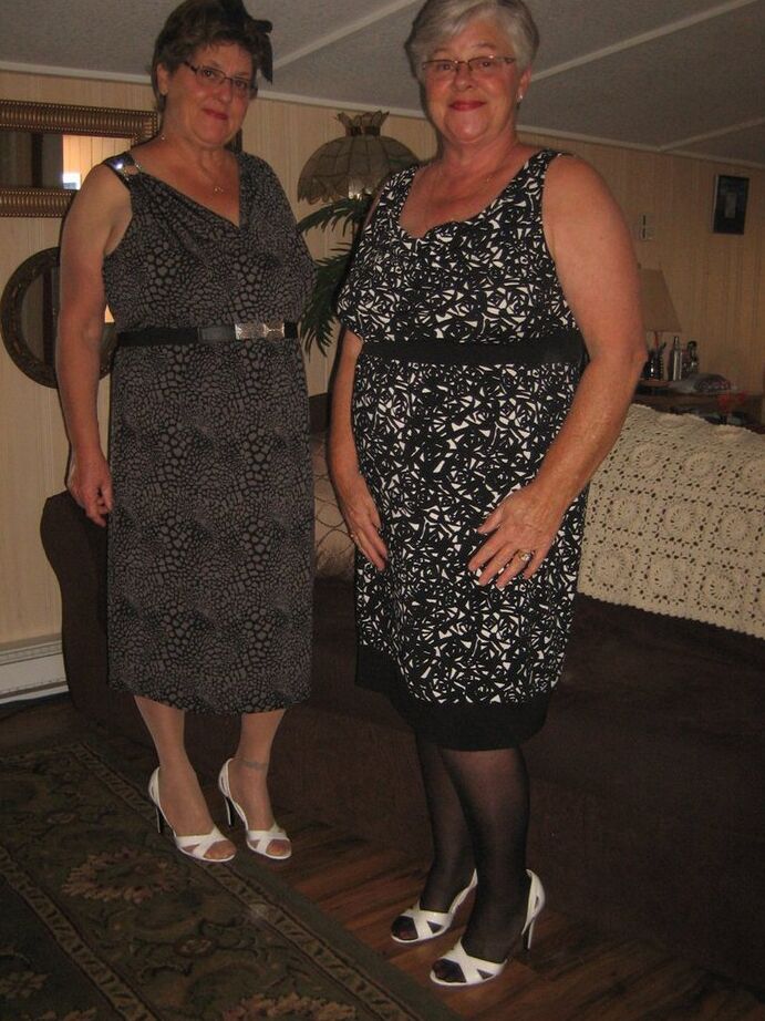 20P Fat nan Girdle Goddess and her old girlfriend free their saggy boobs and twats