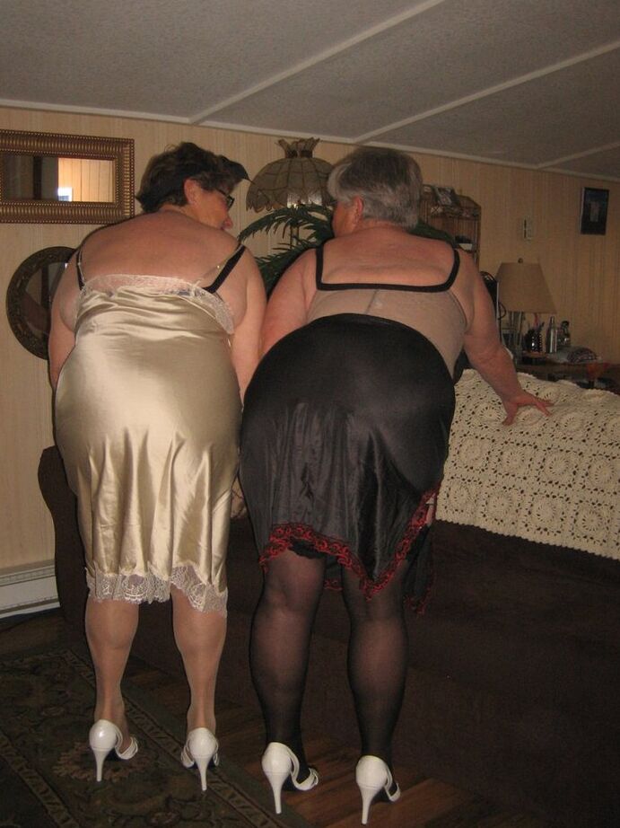 20P Fat nan Girdle Goddess and her old girlfriend free their saggy boobs and twats