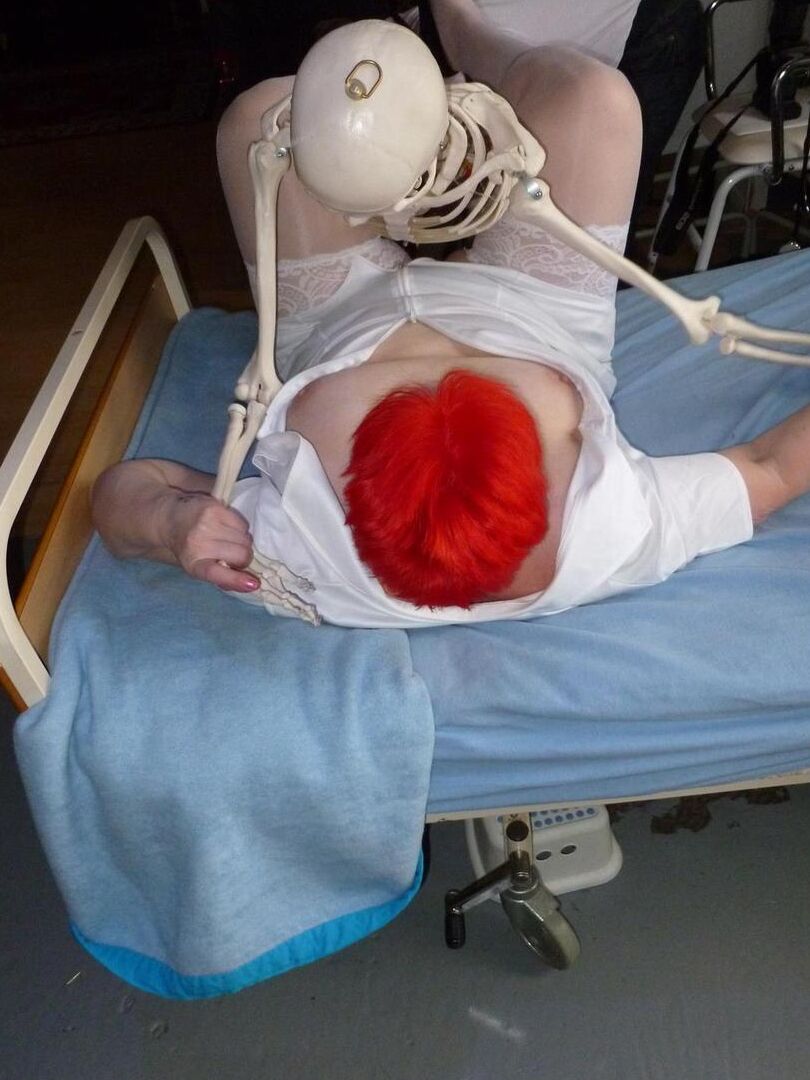 20P Older redhead nurse Valgasmic Exposed gets banged by a dildo wielding skeleton