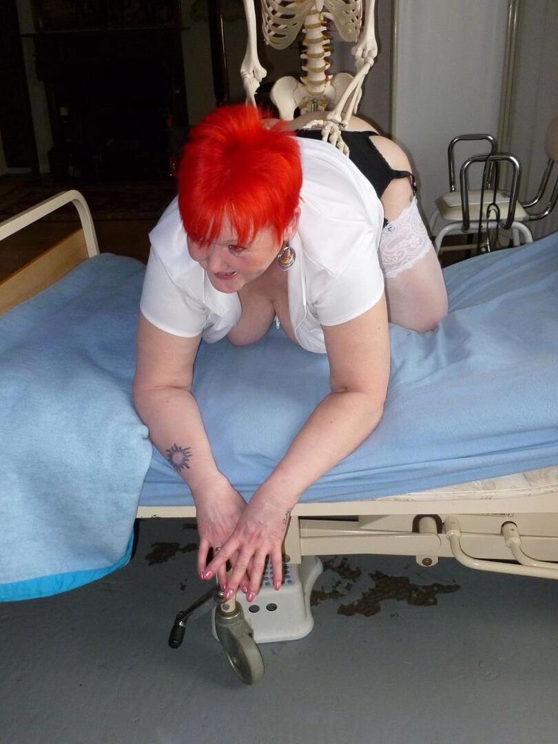 20P Older redhead nurse Valgasmic Exposed gets banged by a dildo wielding skeleton