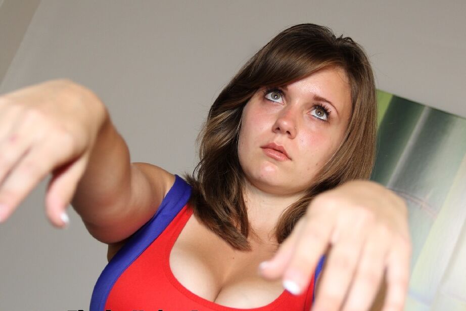 15P Chubby teen Chrissy Nova disrobes and masturbates before taking a cock in hand