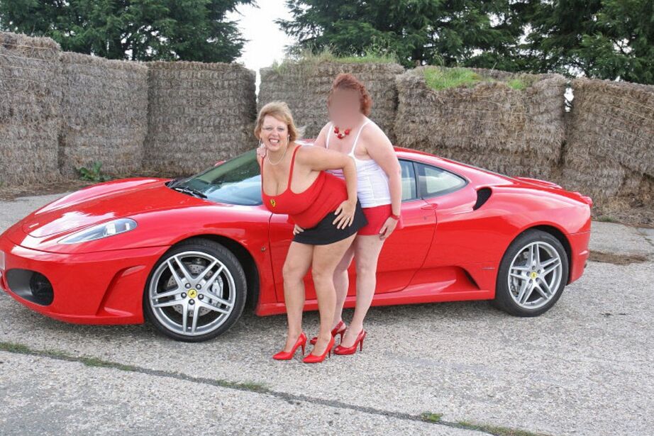 20P British lesbians Curvy Claire and girlfriend model miniskirts in red heels