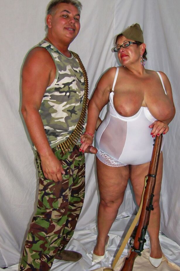 20P Mature fatty with huge boobs sucks a military a man's dick