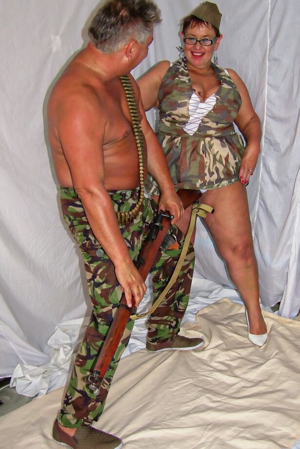 20P Mature fatty with huge boobs sucks a military a man's dick