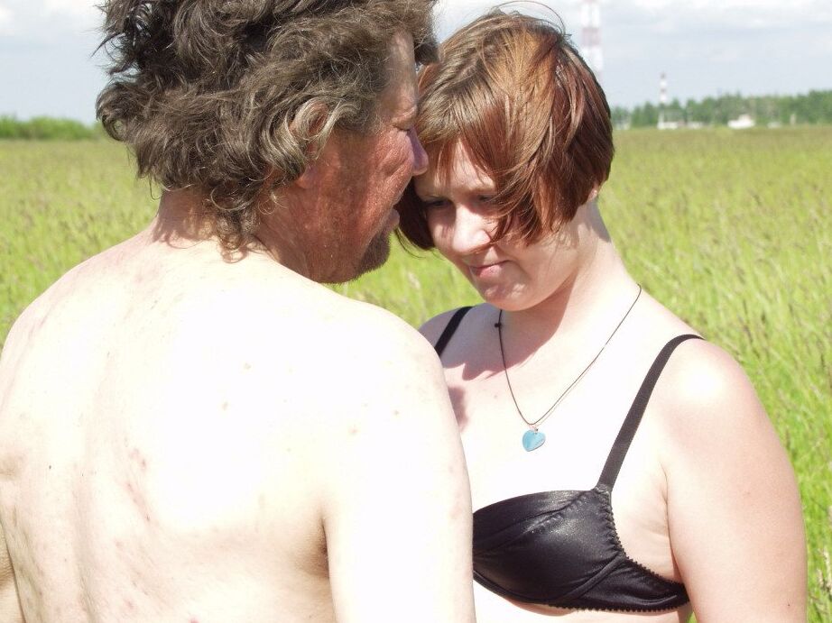 16P Short haired fatty heads into a farmer's field for sex with a homeless man
